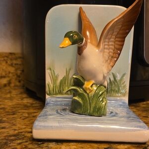 Vintage Ceramic Duck Figurine Bookend